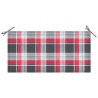Banc de jardin avec coussin à carreaux rouge 112 cm Teck massif 