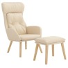 Chaise de relaxation avec repose-pied Crème Tissu 