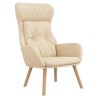 Chaise de relaxation avec repose-pied Crème Tissu 