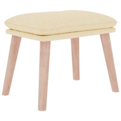Chaise de relaxation avec repose-pied Crème Tissu 