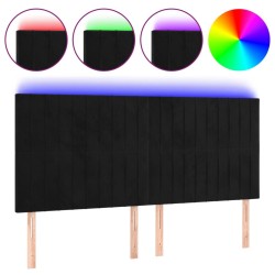 Tête de lit à LED Noir 180x5x118/128 cm Velours 