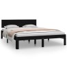 Cadre de lit sans matelas noir bois massif de pin 140x200 cm 