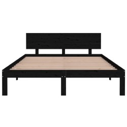 Cadre de lit sans matelas noir bois massif de pin 140x200 cm 
