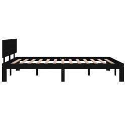 Cadre de lit sans matelas noir bois massif de pin 140x200 cm 