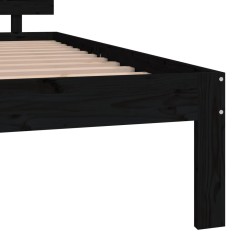 Cadre de lit sans matelas noir bois massif de pin 140x200 cm 