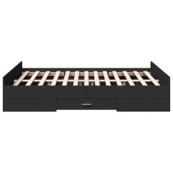 Cadre de lit avec tiroirs sans matelas noir 120x190 cm 