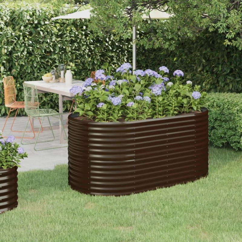 Lit surélevé de jardin Acier enduit de poudre marron Lit surélevé de jardin Acier enduit de poudre marron