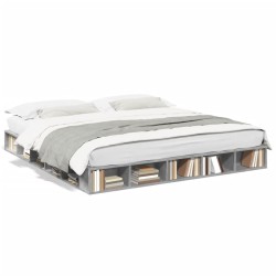 Cadre de lit sans matelas gris béton 200x200 cm 