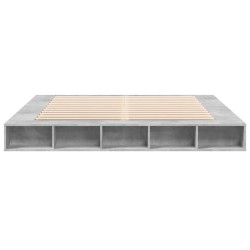 Cadre de lit sans matelas gris béton 200x200 cm 
