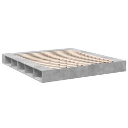 Cadre de lit sans matelas gris béton 200x200 cm 