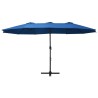 Parasol d'extérieur et poteau en aluminium 460x270 cm Bleu 