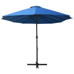 Parasol d'extérieur et poteau en aluminium 460x270 cm Bleu 