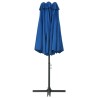 Parasol d'extérieur et poteau en aluminium 460x270 cm Bleu 