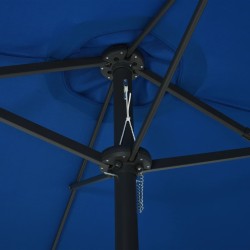 Parasol d'extérieur et poteau en aluminium 460x270 cm Bleu 