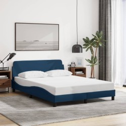 Cadre de lit avec tête de lit sans matelas bleu 120x200cm tissu 