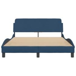 Cadre de lit avec tête de lit sans matelas bleu 120x200cm tissu 
