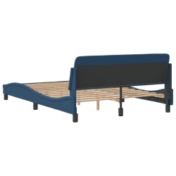 Cadre de lit avec tête de lit sans matelas bleu 120x200cm tissu 