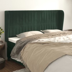Tête de lit avec oreilles Vert foncé 163x23x118/128 cm Velours 