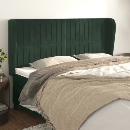 Tête de lit avec oreilles Vert foncé 163x23x118/128 cm Velours 