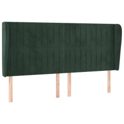 Tête de lit avec oreilles Vert foncé 163x23x118/128 cm Velours 