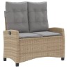 Banc inclinable de jardin avec coussins beige résine tressée 