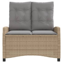 Banc inclinable de jardin avec coussins beige résine tressée 