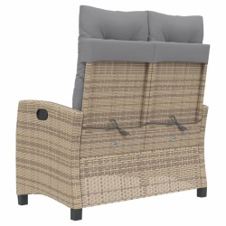 Banc inclinable de jardin avec coussins beige résine tressée 