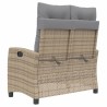 Banc inclinable de jardin avec coussins beige résine tressée 