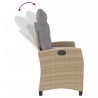 Banc inclinable de jardin avec coussins beige résine tressée 