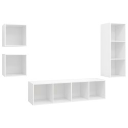 Ensemble de meuble TV 4 pcs Blanc Bois d'ingénierie 