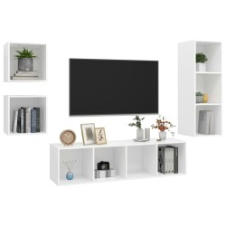 Ensemble de meuble TV 4 pcs Blanc Bois d'ingénierie 