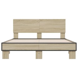 Cadre de lit sans matelas chêne sonoma 135x190 cm 