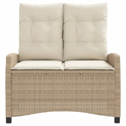 Banc inclinable de jardin avec coussins beige résine tressée 