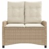 Banc inclinable de jardin avec coussins beige résine tressée 