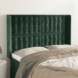Tête de lit avec oreilles Vert foncé 147x16x118/128 cm Velours 