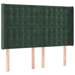 Tête de lit avec oreilles Vert foncé 147x16x118/128 cm Velours 