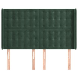 Tête de lit avec oreilles Vert foncé 147x16x118/128 cm Velours 