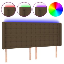 Tête de lit à LED Marron foncé 163x16x118/128 cm Tissu 