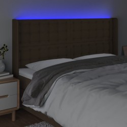 Tête de lit à LED Marron foncé 163x16x118/128 cm Tissu 
