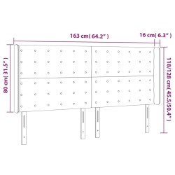 Tête de lit à LED Marron foncé 163x16x118/128 cm Tissu 