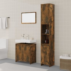 Ensemble de meubles de salle de bain 3 pcs Chêne fumé 