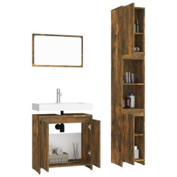 Ensemble de meubles de salle de bain 3 pcs Chêne fumé 