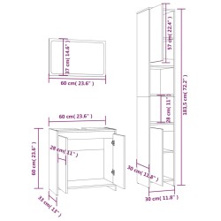 Ensemble de meubles de salle de bain 3 pcs Chêne fumé 