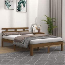 Cadre de lit sans matelas marron miel bois massif 200x200 cm 