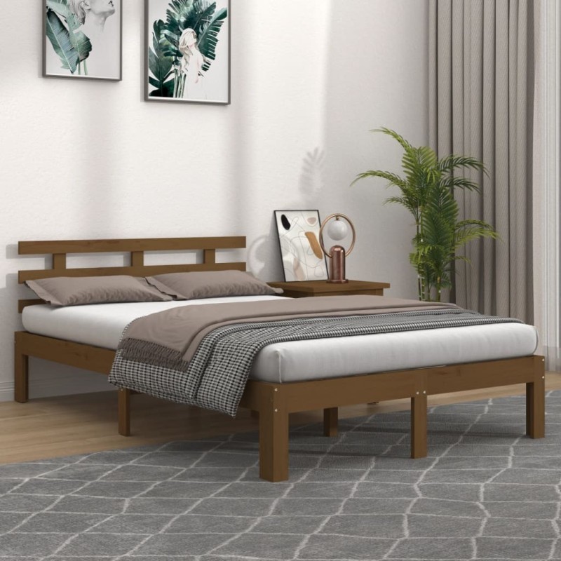 Cadre de lit sans matelas marron miel bois massif 200x200 cm 
