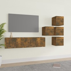 Ensemble de meubles TV 6 pcs Chêne fumé Bois d'ingénierie 