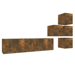 Ensemble de meubles TV 6 pcs Chêne fumé Bois d'ingénierie 