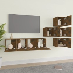 Ensemble de meubles TV 6 pcs Chêne fumé Bois d'ingénierie 