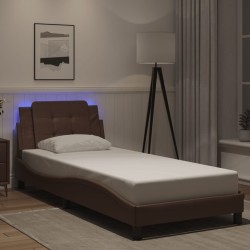 Cadre de lit avec LED sans matelas marron 80x200 cm 