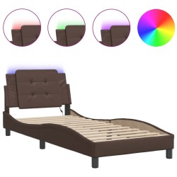 Cadre de lit avec LED sans matelas marron 80x200 cm 